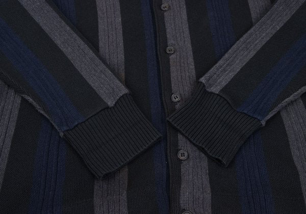 Y's for men Cotton Stripe Knit Cardigan Black Size M