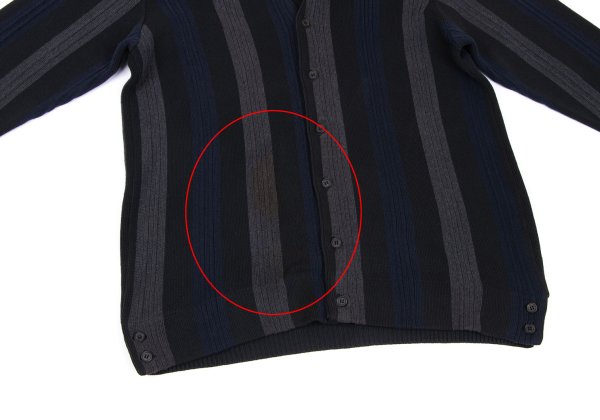 Y's for men Cotton Stripe Knit Cardigan Black Size M