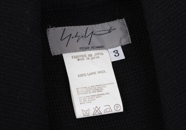 Yohji Yamamoto POUR HOMME Wool Knit Jacket Black Size 3