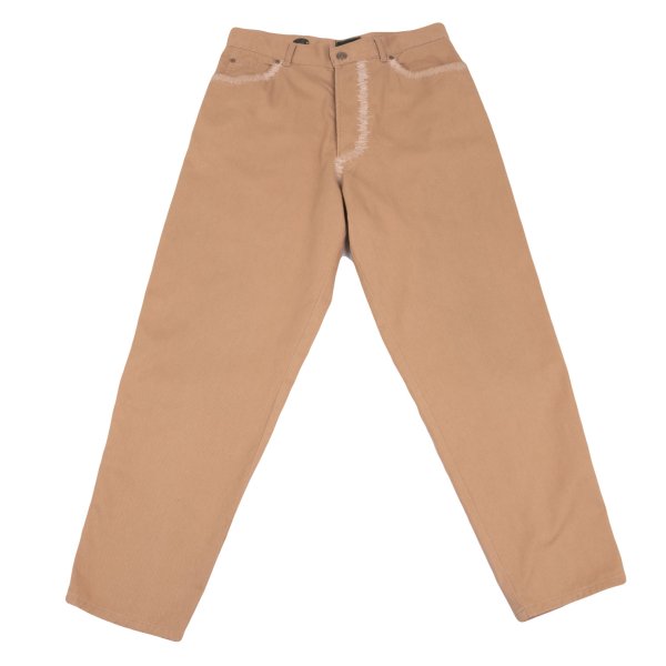 JUNIOR GAULTIER Sashiko Cotton Tapered Pants Beige Size 48