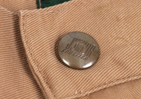 JUNIOR GAULTIER Sashiko Cotton Tapered Pants Beige Size 48