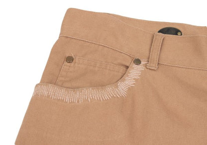 JUNIOR GAULTIER Sashiko Cotton Tapered Pants Beige Size 48
