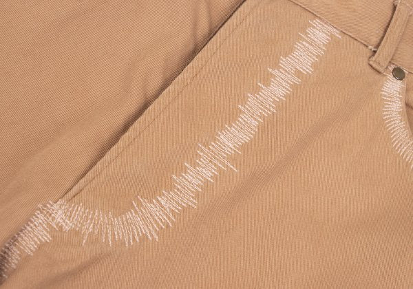 JUNIOR GAULTIER Sashiko Cotton Tapered Pants Beige Size 48