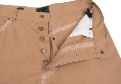 JUNIOR GAULTIER Sashiko Cotton Tapered Pants Beige Size 48