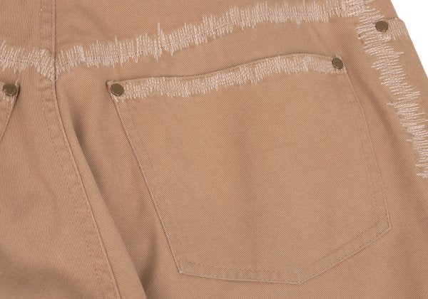JUNIOR GAULTIER Sashiko Cotton Tapered Pants Beige Size 48