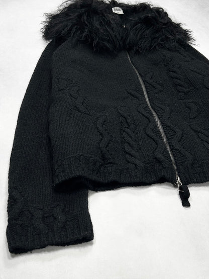 Jean Paul GAULTIER HOMME Fur Collar Zip Knit Size 50