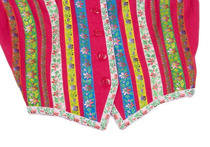 KENZO Linen Floral Taping Bustier Pink Multi Size 36