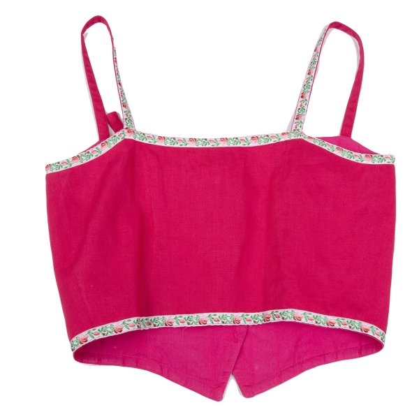 KENZO Linen Floral Taping Bustier Pink Multi Size 36