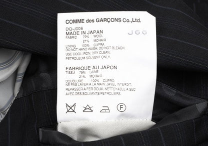 COMME des GARCONS HOMME DEUX Mohair Wool Black Navy Jacket Size L
