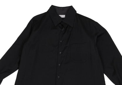 Yohji Yamamoto POUR HOMME Wool Gabardine Shirt Black Size 3