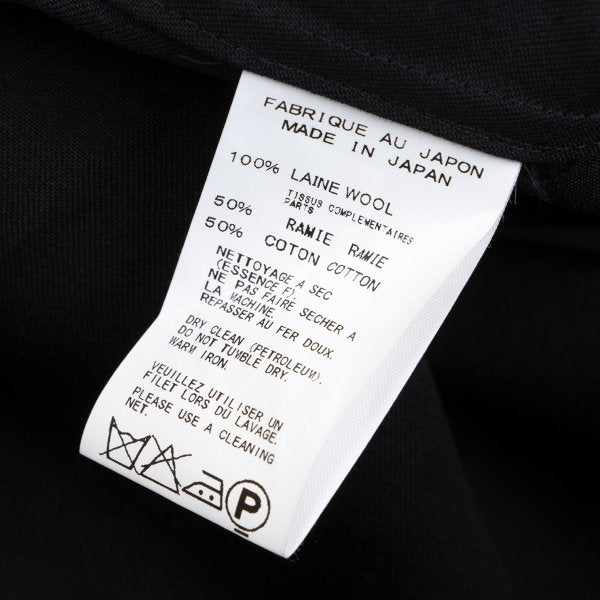 Yohji Yamamoto POUR HOMME Wool Gabardine Shirt Black Size 3