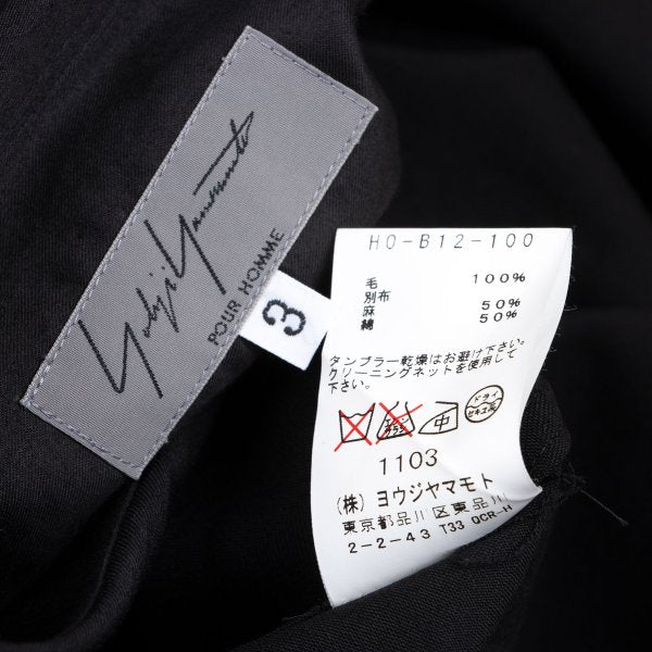 Yohji Yamamoto POUR HOMME Wool Gabardine Shirt Black Size 3