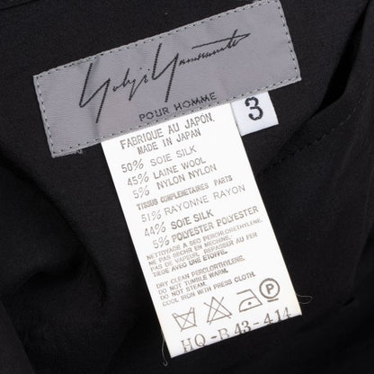 Yohji Yamamoto POUR HOMME Silk Blend Shirt Black Size 3