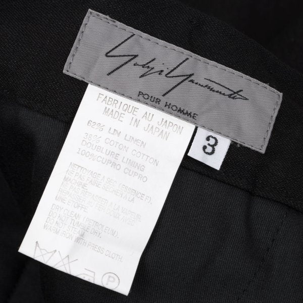 Yohji Yamamoto POUR HOMME Linen Cotton Pants Black Size 3