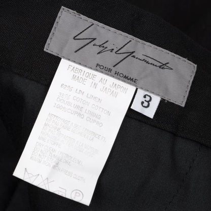 Yohji Yamamoto POUR HOMME Linen Cotton Pants Black Size 3