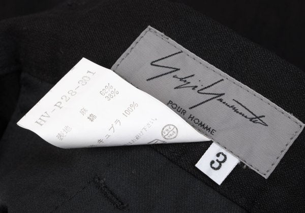 Yohji Yamamoto POUR HOMME Linen Cotton Pants Black Size 3