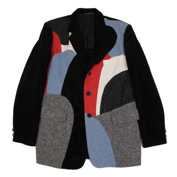 Y's for men Geometric Patchwork Velour Jacket Multi Size 3