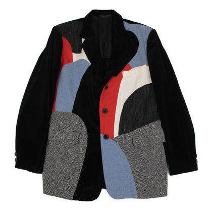 Y's for men Geometric Patchwork Velour Jacket Multi Size 3