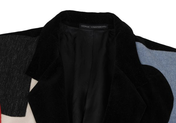 Y's for men Geometric Patchwork Velour Jacket Multi Size 3