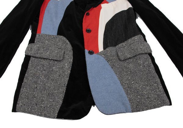 Y's for men Geometric Patchwork Velour Jacket Multi Size 3