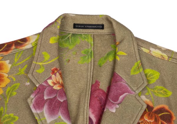 Y's for men Wool Floral Reversible Jacket Khaki Multi Size 3