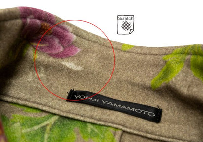 Y's for men Wool Floral Reversible Jacket Khaki Multi Size 3
