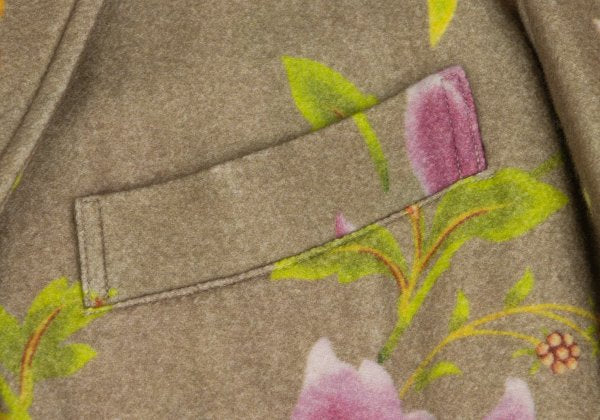 Y's for men Wool Floral Reversible Jacket Khaki Multi Size 3