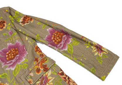 Y's for men Wool Floral Reversible Jacket Khaki Multi Size 3