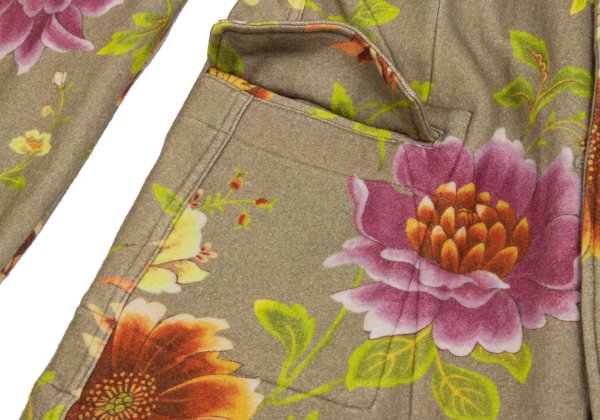 Y's for men Wool Floral Reversible Jacket Khaki Multi Size 3