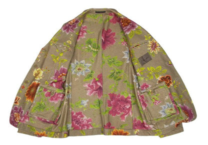 Y's for men Wool Floral Reversible Jacket Khaki Multi Size 3