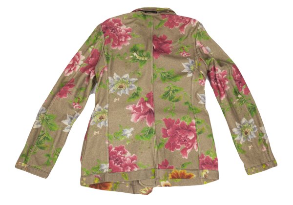 Y's for men Wool Floral Reversible Jacket Khaki Multi Size 3