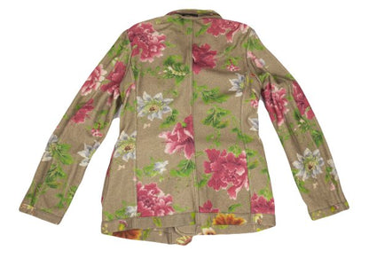 Y's for men Wool Floral Reversible Jacket Khaki Multi Size 3