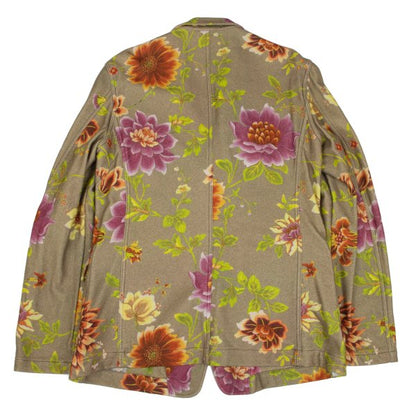 Y's for men Wool Floral Reversible Jacket Khaki Multi Size 3