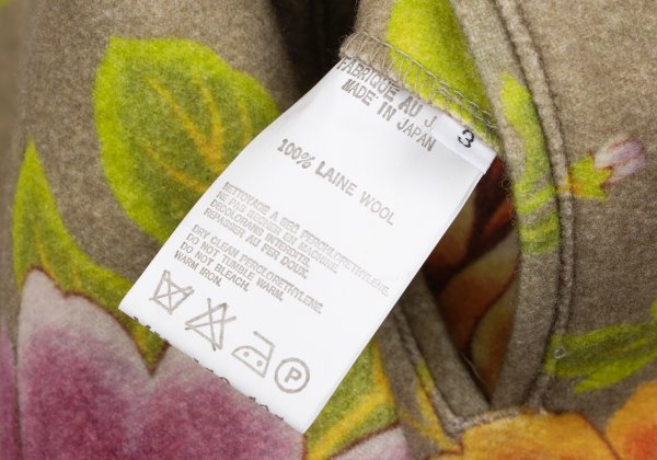 Y's for men Wool Floral Reversible Jacket Khaki Multi Size 3