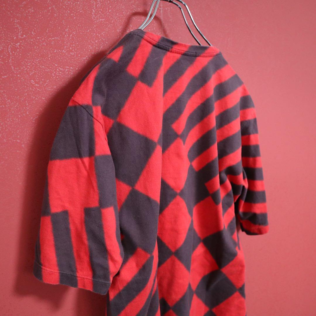 Issey Miyake Bleached Tie-dye Stripe Check T-Shirt Size 2