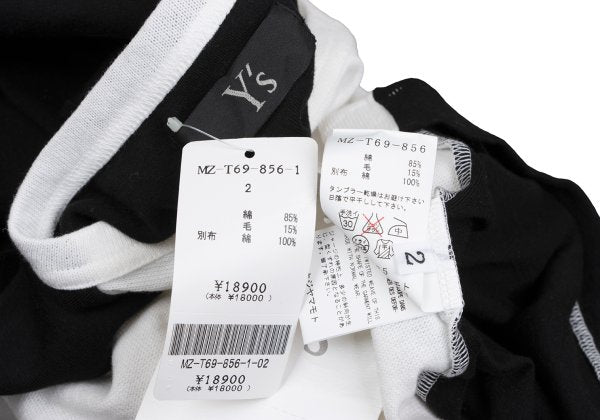 Y's for men Wool Blend Panel S/S T-Shirt Black Size 2