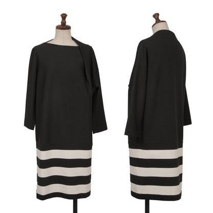 ATSURO TAYAMA Border Tuck Tunic Black Blouse Size 36