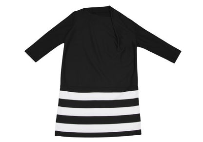 ATSURO TAYAMA Border Tuck Tunic Black Blouse Size 36