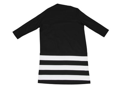 ATSURO TAYAMA Border Tuck Tunic Black Blouse Size 36