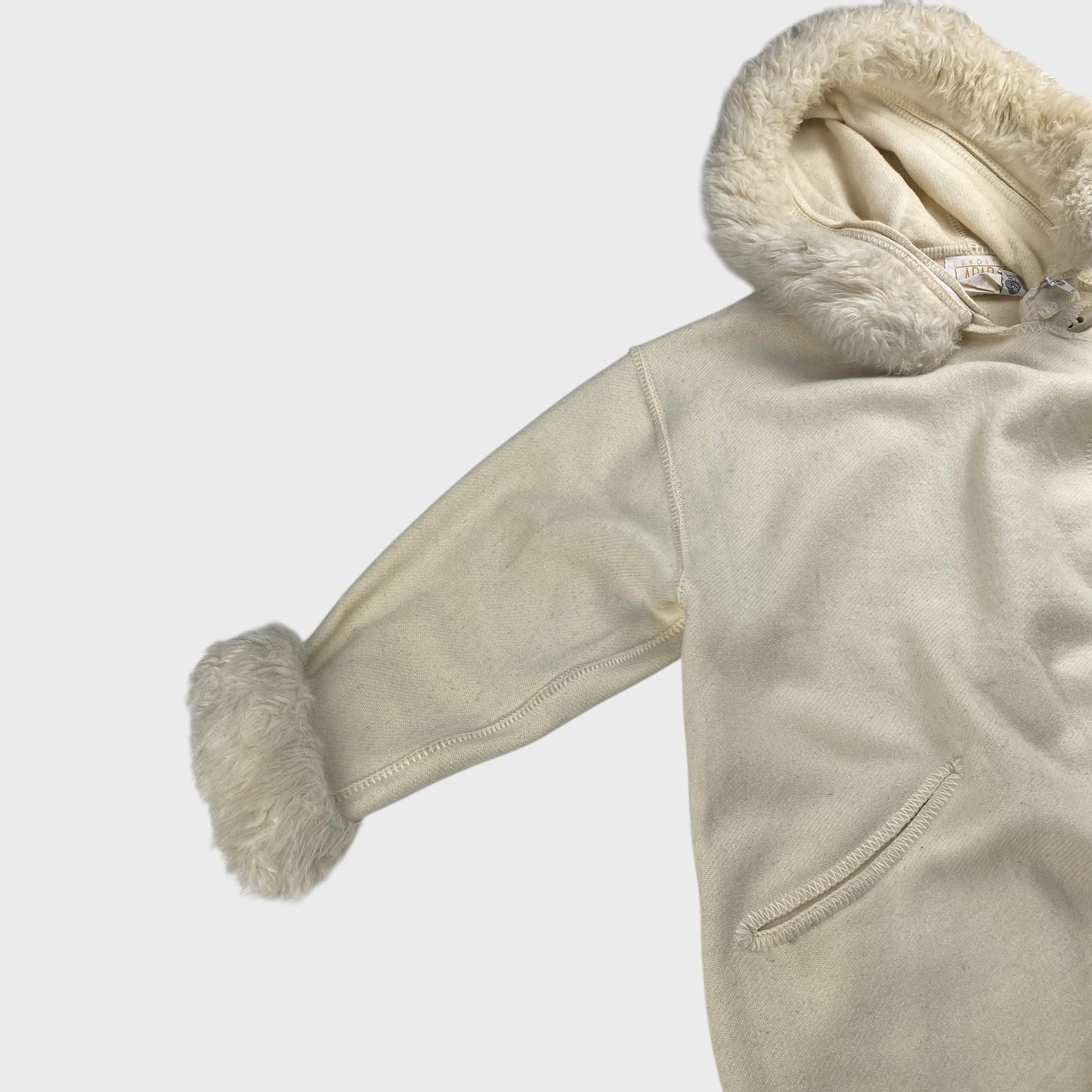LUNDSTROM LAPARKA 80s Wool Coat White Size L