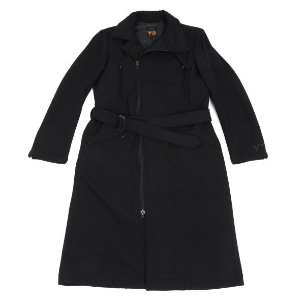Y-3 Poly Blend Chinstrap Double Zip Long Jacket Black Size M