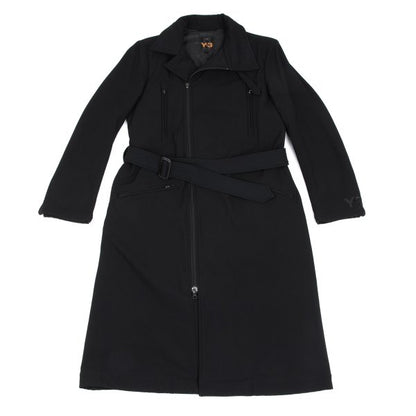 Y-3 Poly Blend Chinstrap Double Zip Long Jacket Black Size M