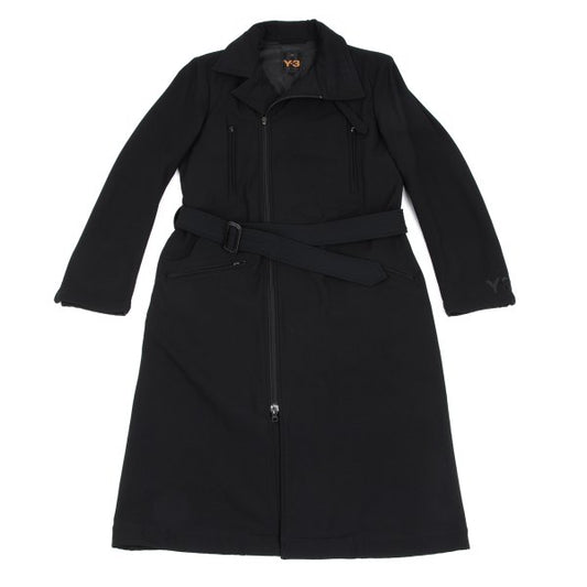 Y-3 Poly Blend Chinstrap Double Zip Long Jacket Black Size M