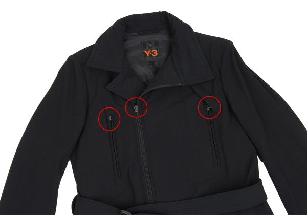 Y-3 Poly Blend Chinstrap Double Zip Long Jacket Black Size M