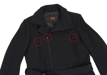Y-3 Poly Blend Chinstrap Double Zip Long Jacket Black Size M