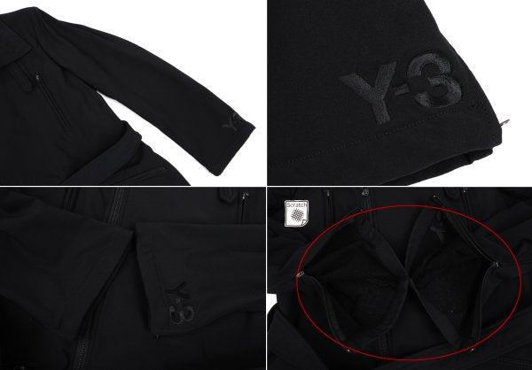 Y-3 Poly Blend Chinstrap Double Zip Long Jacket Black Size M