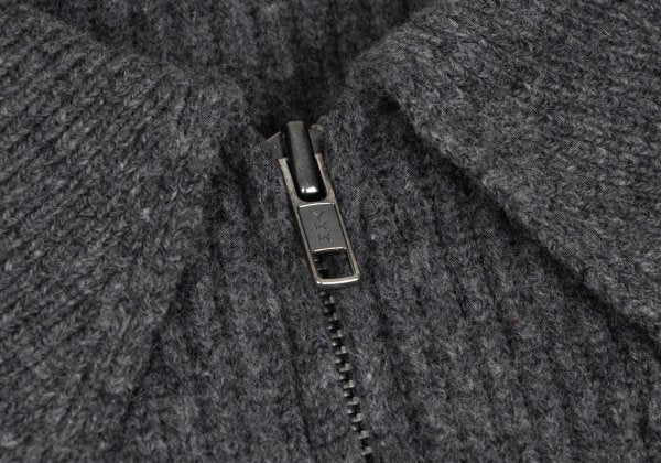Y's for men Line Panel Zip-Up Knit Cardigan Grey Navy Size M