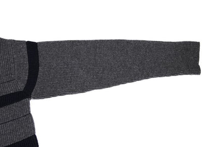 Y's for men Line Panel Zip-Up Knit Cardigan Grey Navy Size M