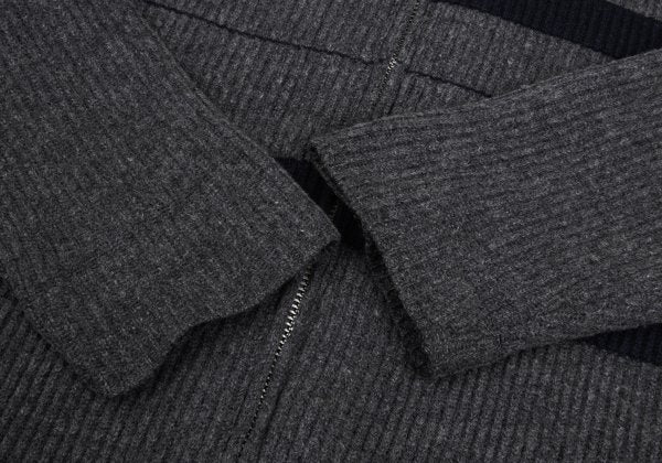 Y's for men Line Panel Zip-Up Knit Cardigan Grey Navy Size M