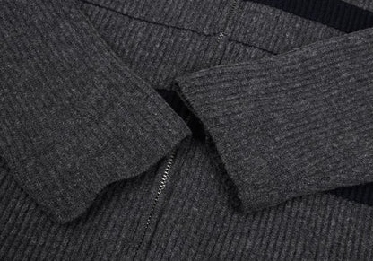 Y's for men Line Panel Zip-Up Knit Cardigan Grey Navy Size M
